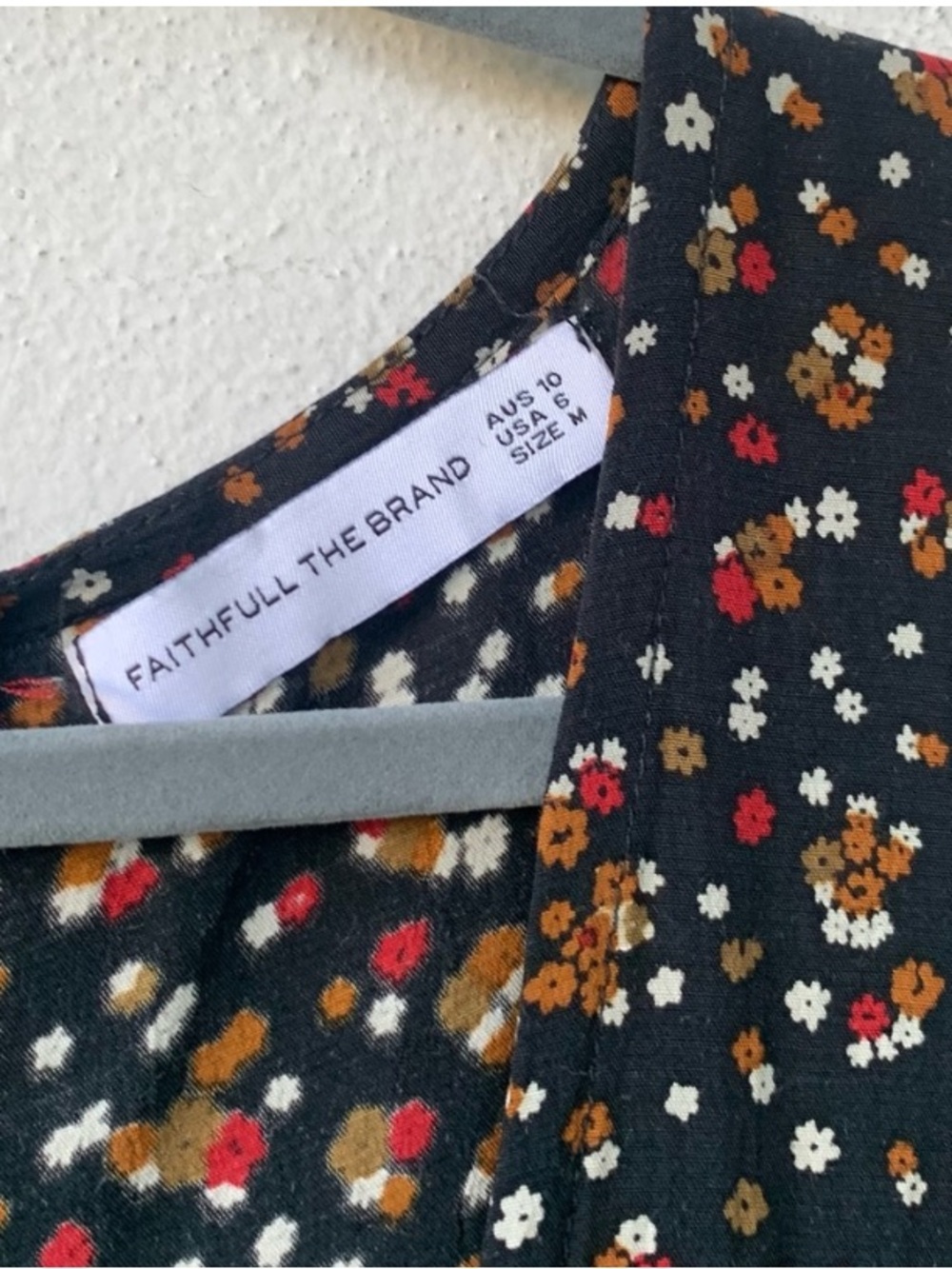Anthropologie Faithfull the Brand Melia Black Floral Bell Sleeve Midi Dress M - Picture 7 of 7